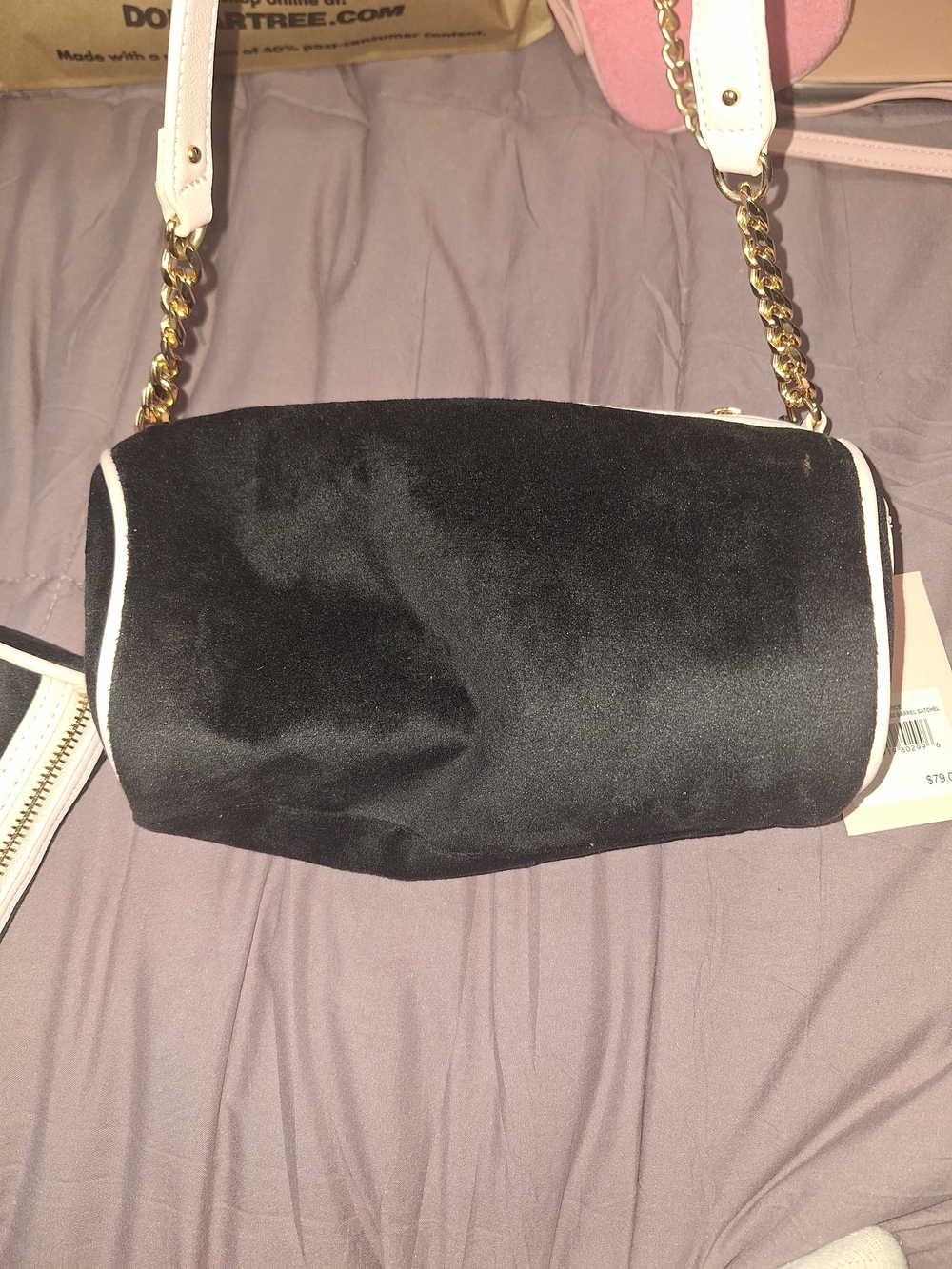 EXCLUSIVE Juicy Couture Black Logo Shoulder Bag with Pink Trim - Picture 6 of 6